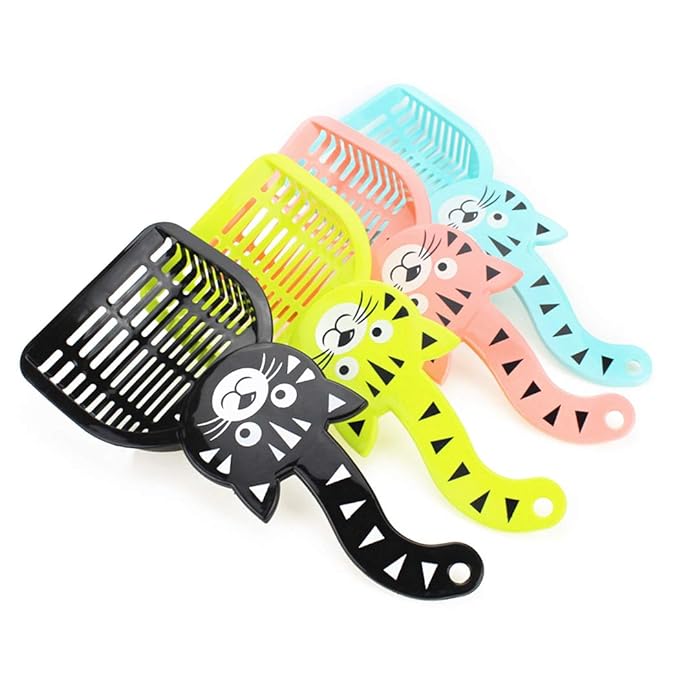 Cute Cat Face Shape Litter Scoop – Durable Plastic Cat Litter Shovel with Comfortable Handle