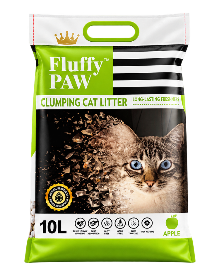 Fluffy Paw 10L – Apple Flavor | Premium Fast Clumping & Odor Control Cat Litter