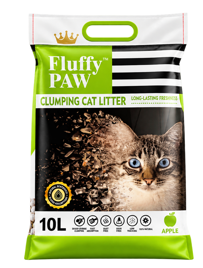 Fluffy Paw 10L – Apple Flavor | Premium Fast Clumping & Odor Control Cat Litter
