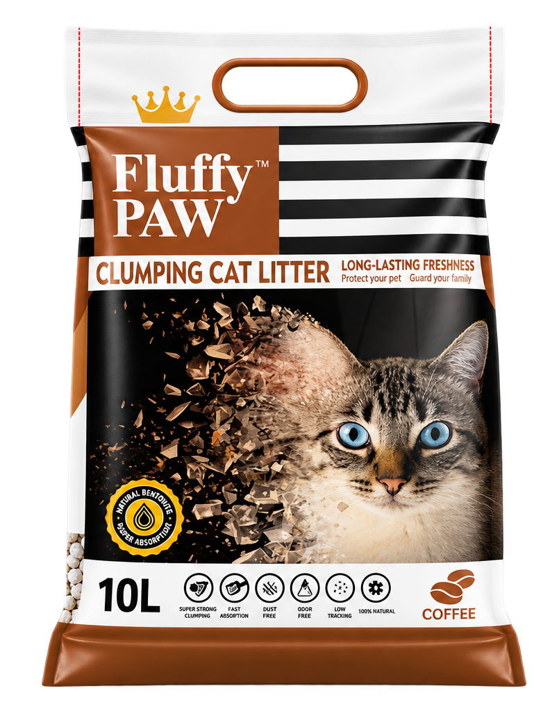 Fluffy Paw 10L – Coffee Flavor | Premium Fast Clumping & Odor Control Cat Litter