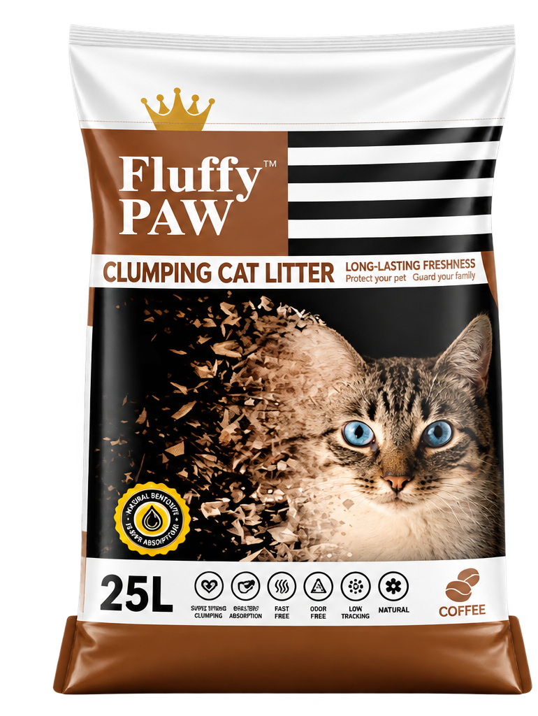 Fluffy Paw Cat Litter 25L – Coffee Flavor | Strong Odor Control & Fast Clumping Cat Litter