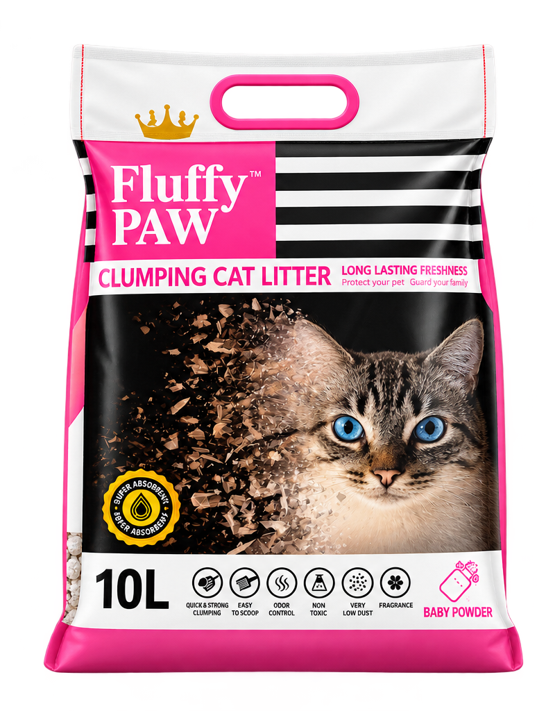Fluffy Paw Baby Powder Scented Clumping Cat Litter 10L