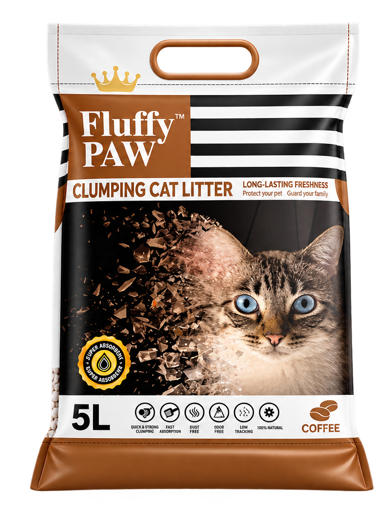 Fluffy Paw 5L – Coffee Flavor | Premium Fast Clumping & Odor Control Cat Litter