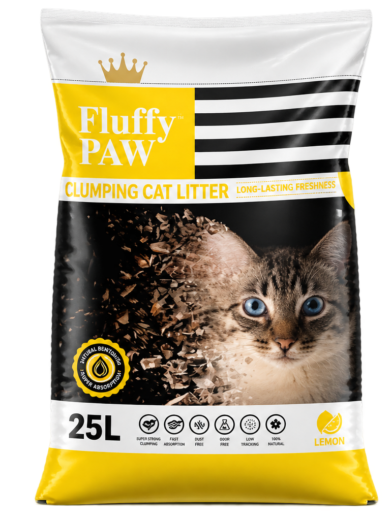 Fluffy Paw 25L Cat Litter – Lemon Flavor | Premium Fast Clumping & Odor Control Cat Litter