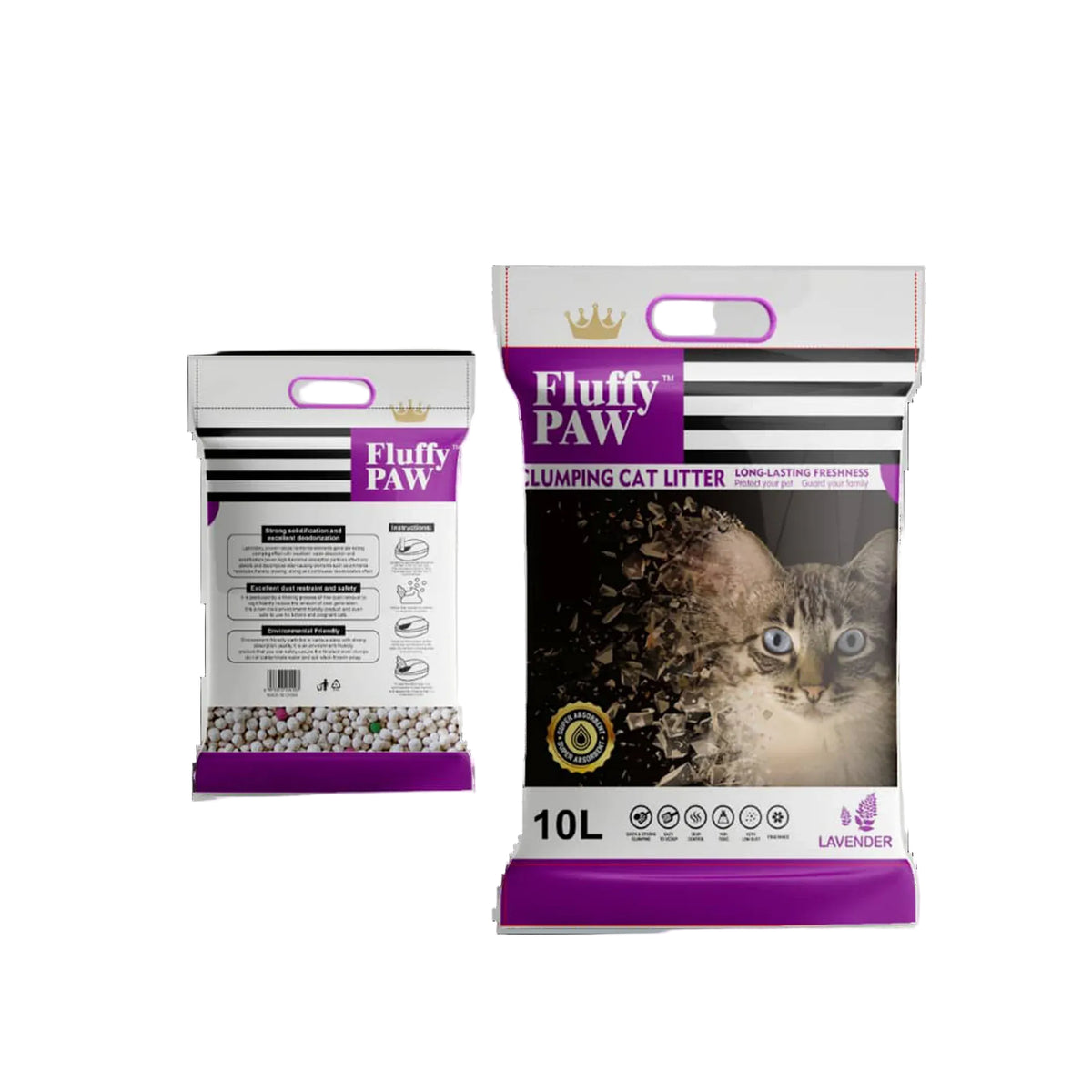 Fluffy Paw 10L– Lavender Flavor | Premium Fast Clumping & Odor Control Cat Litter