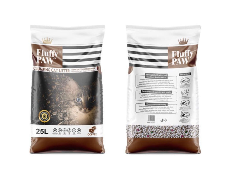 Fluffy Paw Cat Litter 25L – Coffee Flavor | Strong Odor Control & Fast Clumping Cat Litter