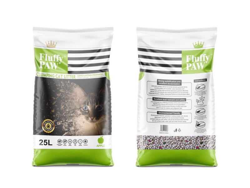 Fluffy Paw 25L Cat Litter – Apple Flavor | Premium Fast Clumping & Odor Control Cat Litter
