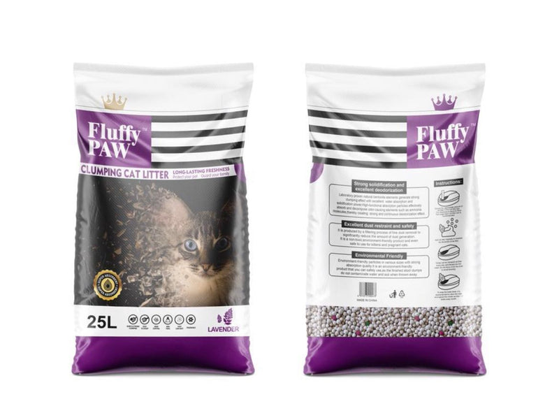Fluffy Paw 25L Cat Litter – Lavender Flavor | Premium Fast Clumping & Odor Control Cat Litter