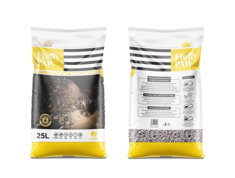 Fluffy Paw 25L Cat Litter – Lemon Flavor | Premium Fast Clumping & Odor Control Cat Litter