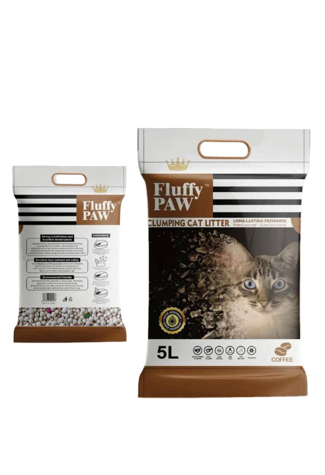 Fluffy Paw 5L – Coffee Flavor | Premium Fast Clumping & Odor Control Cat Litter