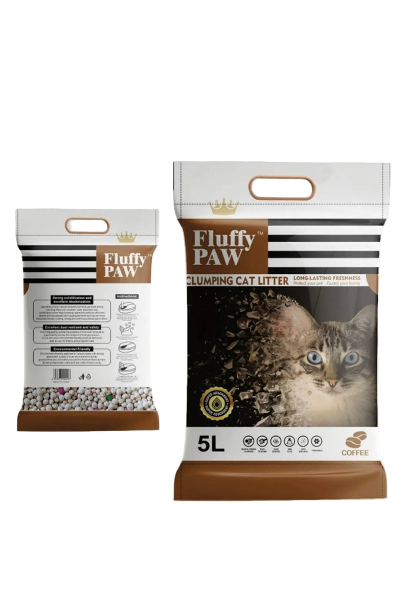 Fluffy Paw 5L – Coffee Flavor | Premium Fast Clumping & Odor Control Cat Litter