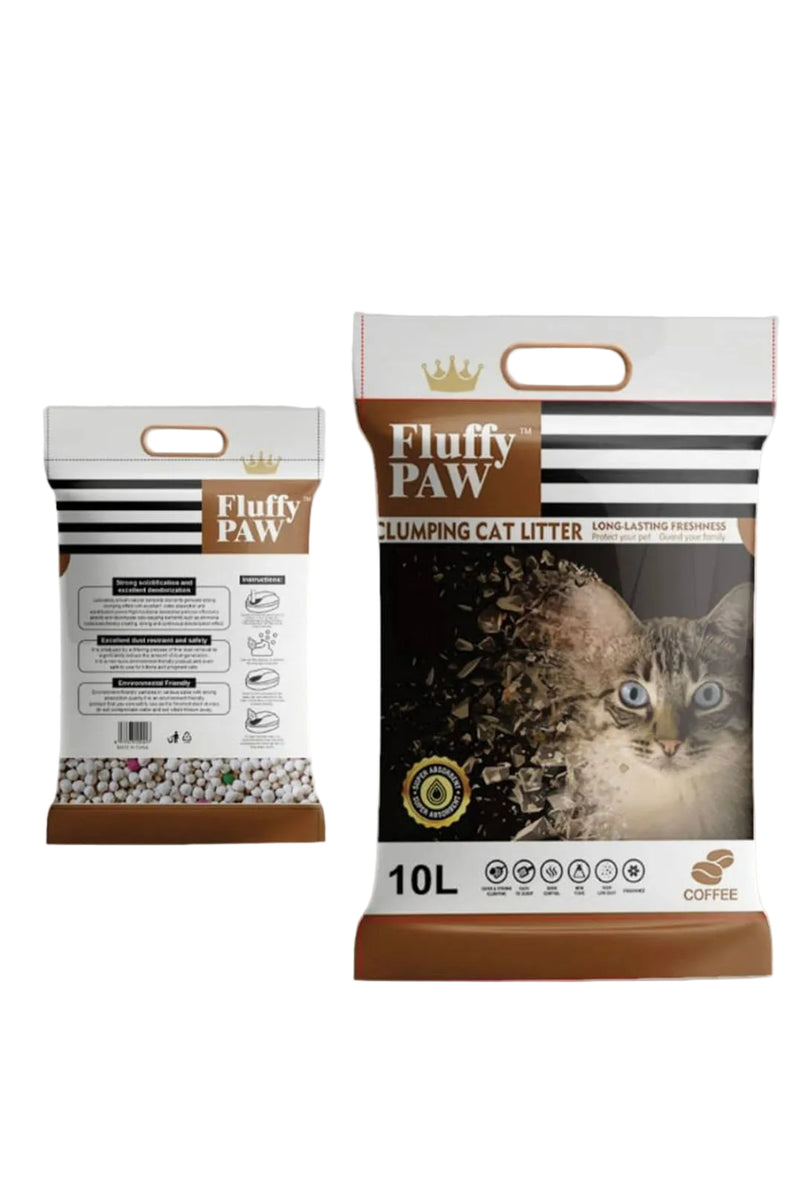 Fluffy Paw 10L – Coffee Flavor | Premium Fast Clumping & Odor Control Cat Litter