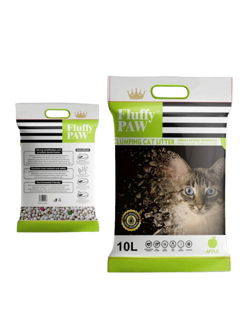 Fluffy Paw 10L – Apple Flavor | Premium Fast Clumping & Odor Control Cat Litter