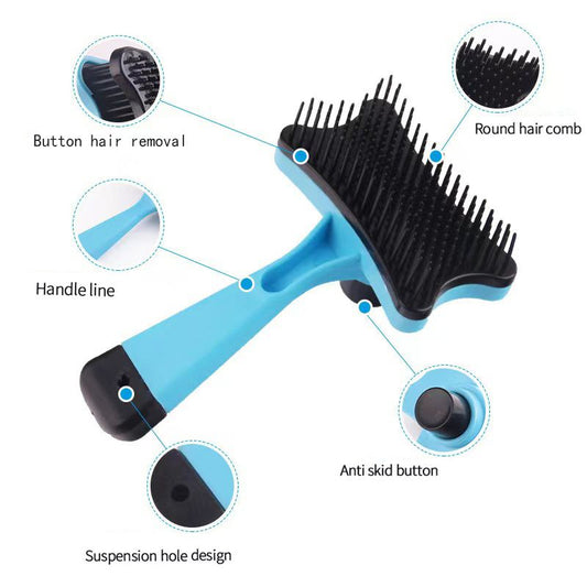 Self-Cleaning Slicker Pet Grooming Brush – One-Click Hair Removal for Cats & Dogs