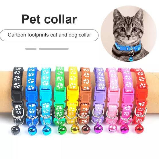 Cat Collar with Bell | Cartoon Paw Print Pet Collar
