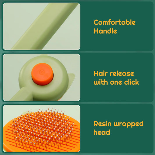 Self-Cleaning Cat Grooming Brush – Easy Hair Removal & Shedding Control