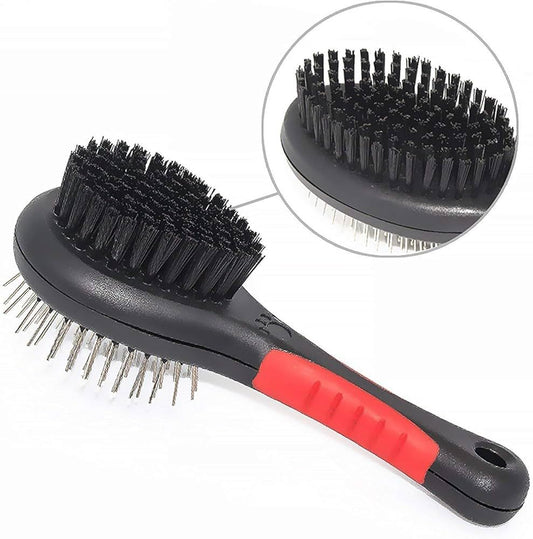 Double-Sided Pet Grooming Brush – Bristle & Pin Brush for Cats & Dogs