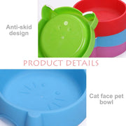 Cute Cat Face Feeding Bowl – Anti-Slip Pet Food & Water Bowl (Multi Colors)